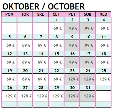Cenik Oktober